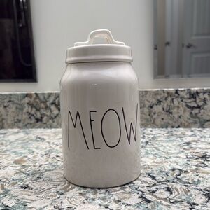 Rae Dunn ceramic cat treat canister with lid